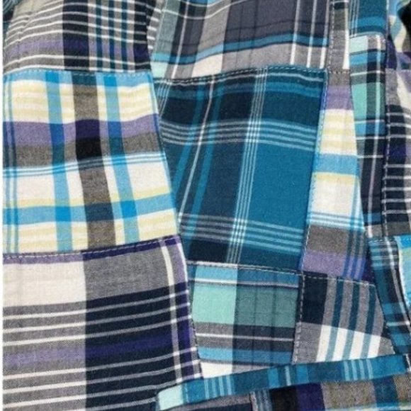 TALBOTS Plaid Madras Quilted Turquoise, White & Black Blazer Jacket SZ 10 & 12 - Picture 7 of 12